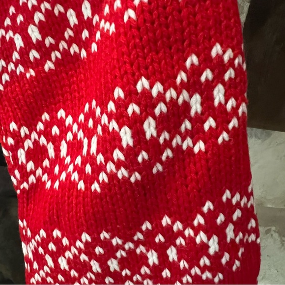 Festive Red and White Holiday Knit Stockings - Picture 3 of 4